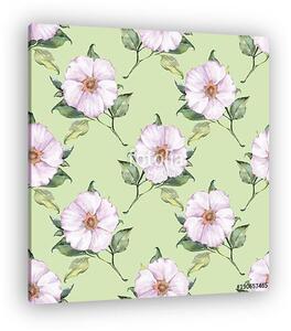 Floral seamless pattern 4. Watercolor background with white flow (vászonkép)