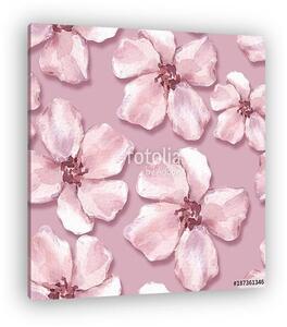 Floral seamless pattern. Watercolor background with pink flowers (vászonkép)