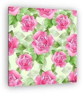 Floral seamless pattern. Watercolor background with beautiful ro (vászonkép)