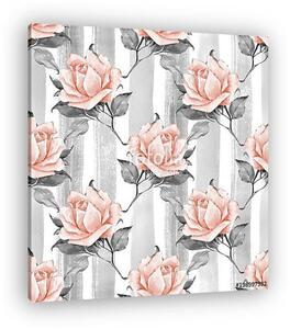 Floral seamless pattern. Watercolor background with beautiful ro (vászonkép)