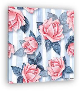 Floral seamless pattern 27. Watercolor background with beautiful (vászonkép)