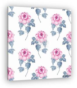 Seamless floral pattern with pink flowers 7 (vászonkép)