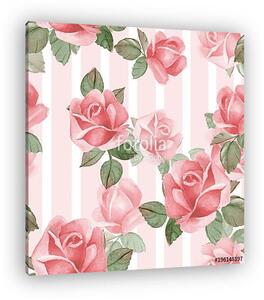 Floral seamless pattern 10. Watercolor background with red roses (vászonkép)