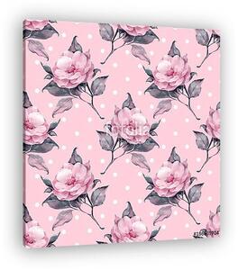Pink floral seamless pattern with roses 14 (vászonkép)