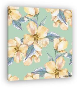 Floral seamless pattern. Watercolor background with yellow flowe (vászonkép)