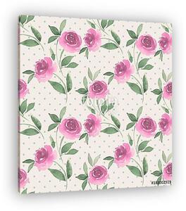 Floral seamless pattern 32. Watercolor background with pink flow (vászonkép)