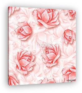 Floral seamless pattern. Watercolor background with beautiful ro (vászonkép)