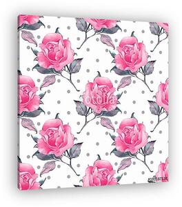 Floral seamless pattern 4. Watercolor background with roses (vászonkép)