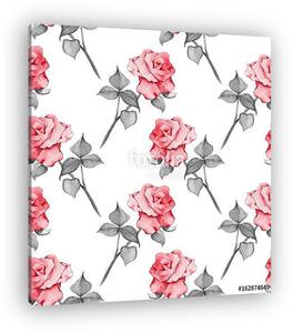 Floral seamless pattern. Watercolor background with roses 17 (vászonkép)