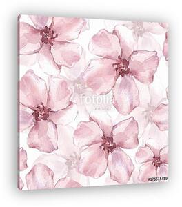 Floral seamless pattern 2. Watercolor background with pink flowe (vászonkép)