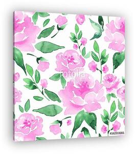 Floral seamless pattern. Watercolor background with flowers and (vászonkép)
