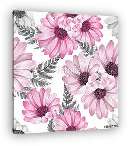 Floral seamless pattern 13. Watercolor pink flowers. (vászonkép)