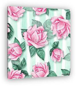 Floral seamless pattern 3. Watercolor background with beautiful (vászonkép)