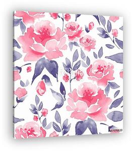 Floral seamless pattern. Watercolor background with pink flowers (vászonkép)