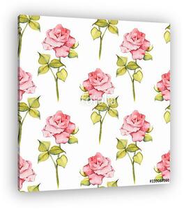 Floral seamless pattern. Watercolor background with roses 2 (vászonkép)
