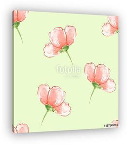 Floral seamless pattern. Watercolor background with red flowers (vászonkép)