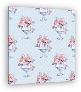 Floral seamless pattern. Watercolor background with roses 7 (vászonkép)