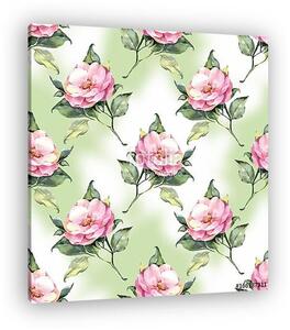 Watercolor floral seamless pattern with hand painted roses (vászonkép)