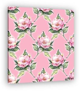 Seamless pattern, watercolor pink roses (vászonkép)