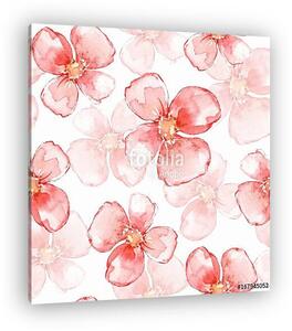 Floral seamless pattern. Watercolor background with simple red f (vászonkép)