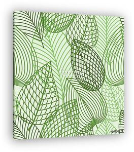 Seamless pattern of spring outline reen leaves (vászonkép)