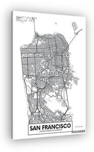 Vector poster map city San Francisco (vászonkép)