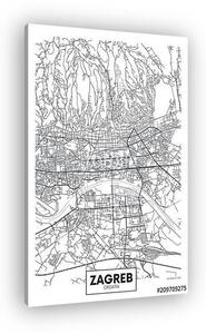 Detailed vector poster city map Zagreb (vászonkép)