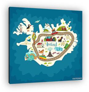 Iceland abstract map, handdrawn vector illustration. Travel illu (vászonkép)