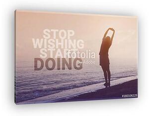 Inspirational and motivation quote on people portrait background (vászonkép)