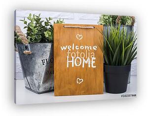 Wooden board with text welcome home (vászonkép)