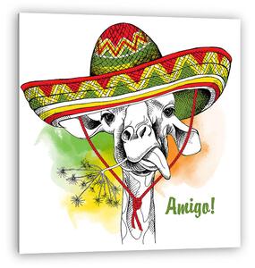 Poster with the image of a giraffe in a Mexico sombrero. Vector (vászonkép)