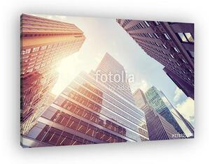 Vintage toned Manhattan skyscrapers at sunset, New York City, US (vászonkép)