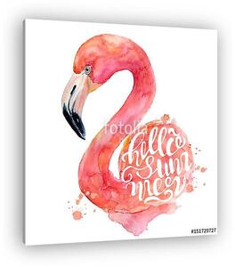 Watercolor pink flamingo hand painted illustration (vászonkép)