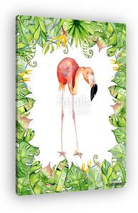 Pink flamingo watercolor hand drawn illustration in arrangement (vászonkép)