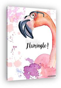 Watercolor pink Flamingo in glasses (vászonkép)