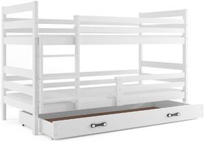 ERYK emeletes ágy, 90x200 cm, fehér/fehér
