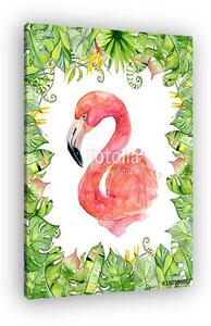 Pink flamingo watercolor hand drawn illustration in arrangement (vászonkép)