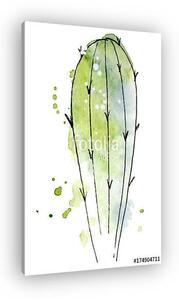 Watercolor cactus Abstract hand drawn cacti (vászonkép)
