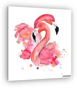 Watercolor pink flamingos (vászonkép)