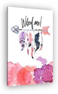 Watercolor flamingo feathers with arrow and splashes isolated o (vászonkép)