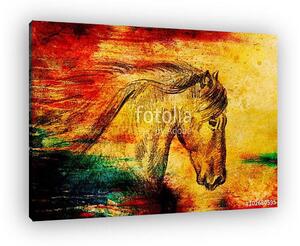 Draw pencil horse on old paper, original hand draw. (vászonkép)