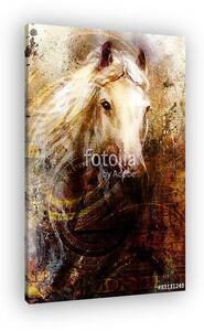 Horse heads, abstract ocre background, with one dollar collage. (vászonkép)