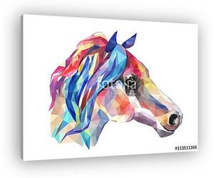 Horse head, mosaic. Trendy style geometric on white background. (vászonkép)