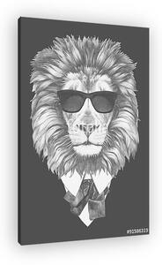 Portrait of Lion in suit. Hand drawn illustration. (vászonkép)