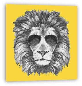 Hand drawn portrait of Lion with sunglasses. Vector isolated ele (vászonkép)