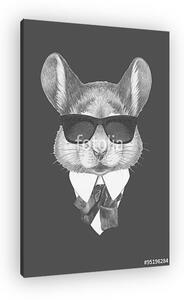 Portrait of Mouse in suit. Hand drawn illustration. (vászonkép)