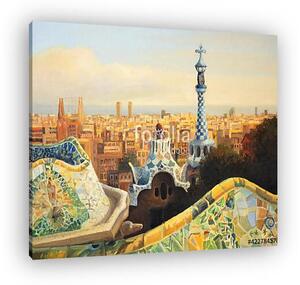 Barcelona Park Guell (grafika) (vászonkép)