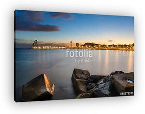 Coastline of Barcelona at sunset, Spain (vászonkép)
