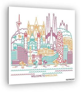 Barcelona skyline detailed silhouette. Vector line illustration (vászonkép)