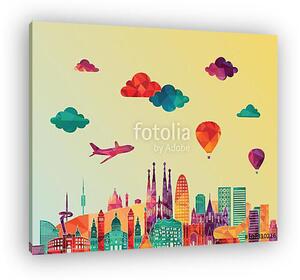 Barcelona skyline. Vector illustration (vászonkép)